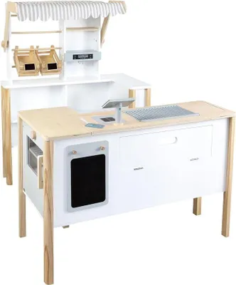Immagine prodotto di Negozio di alimentari e cucina giocattolo per bambini "fresh", in legno, adatto dai 3 anni, con accessori, modello 11436, colore bianco
