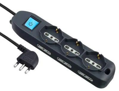 Immagine prodotto di Electraline 62039, ciabatta multipresa con 9 prese, con cavo, colore nero, lunghezza 3 metri