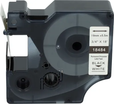 Produktbild von vhbw Schriftband-Kassette kompatibel mit 3M PL300, PL100, PL200 Etiketten-Drucker 5,5m x 19mm Schwarz auf Weiß, Polyester