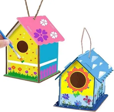 Produktbild von Vogelhaus Bauset für Kinder, Holz, bunt, DIY