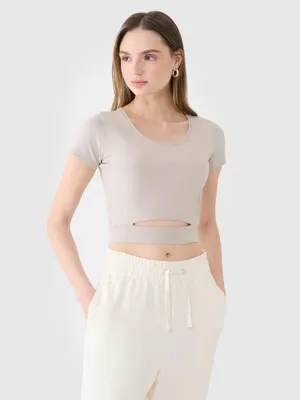 Immagine prodotto di Maglietta crop top unita da donna 4F 4FRSS25TTSHF2695-83S-S