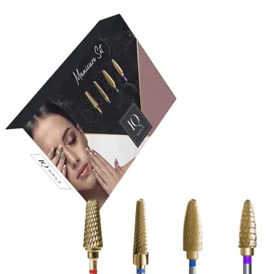 Produktbild von Set mit 4 Fräsern für Hybrid-, Gel- und Acrylnägel – Gold-Set