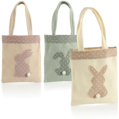Produktbild von com-four® 3x Geschenktasche für Ostern -  Beutel mit Osterhase zum Verschenken - niedliche Geschenktüte mit Oster-Motiv