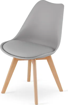 Produktbild von Home Collective Esszimmerstuhl Stuhl Wohnzimmerstuhl grau mit Kunststoffbeinen in natur, bequemer & stabiler Schalenstuhl