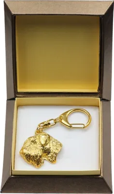 Produktbild von Soft-coated Wheatan Terrier  - Vergoldeter Schlüsselanhänger mit Hund in Geschenkbox, Handtaschen-Dekoration, Luxus-Accessoire der Marke Art-Dog