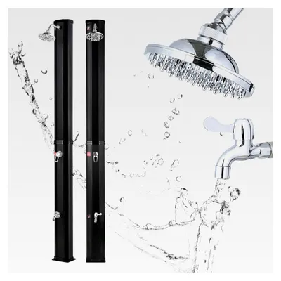 Produktbild von Solardusche für den Garten, 35 Liter, 217 cm, Wassertemperatur bis 60 °C, mit Fußdusche, Balkondusche, Solarduschen und Gartenduschen, Pooldusche, Außendusche