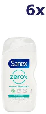 Produktbild von 6x Sanex Douchegel Zero% Hydraterend 400 ml