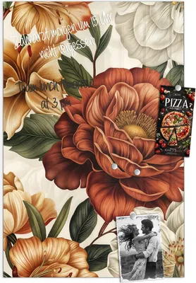 Produktbild von Magnettafel 40x60cm Pinnwand Whiteboard beschreibbar - Blumenmuster Vintage