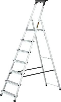 Produktbild von Drabest | Leiter - Haushaltsleiter - Aluminiumleiter - 7 Stufen - Leicht und kompakt - Rutschfeste Stufen - Mit Plattform - Tragkraft 125 kg