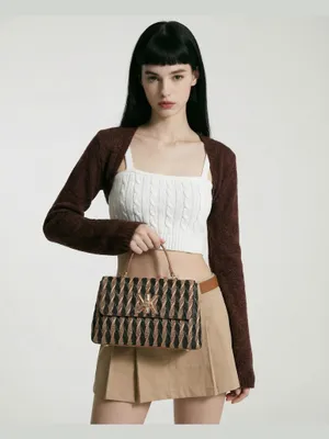 Imagen del producto de Bolso de Hombro Mujer Kassandra Astraea Nova Negro Jacquard Black+Beige UNICA 29x9x17 cm NERO E BEIGE
