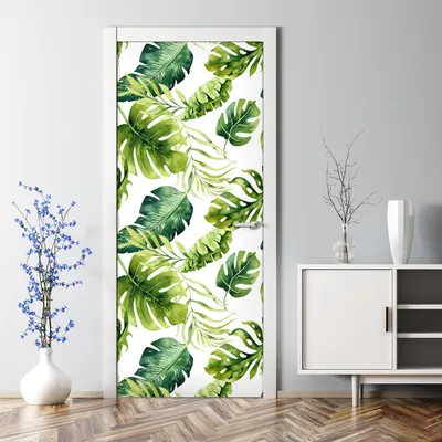 Produktbild von Dekorative Türtapete selbstklebend Klebefolie Türaufkleber Aufkleber Exotische Blätter 77 x 200 cm
