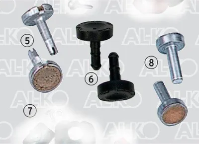 A collage of spare parts for a trailer hitch stabilizer.