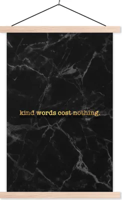 Produktbild von MuchoWow® Textilposter Zitate - Sprichwörter - Gold - Marmor 40x60 cm mit holzfarbenen Rahmen - Poster