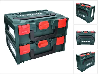 Produktbild von Metabo metaBOX 145 Set 2x System Werkzeug Koffer Stapelbar 396 x 296 x 145 mm + 2x Universaleinlage