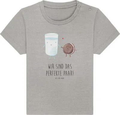 Produktbild von Mr. & Mrs. Panda Babyshirt Milch Keks 24. - 36. Monat - Heather Grey - Geschenk, Kaffee, Baby  Shirt, Cookie, T-Shirt, Lustige Sprüche, Kekse, Kinder Oberteil, Milk