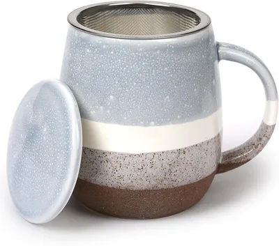Produktbild von Teetasse mit Deckel und Sieb aus Keramik, 400 ml