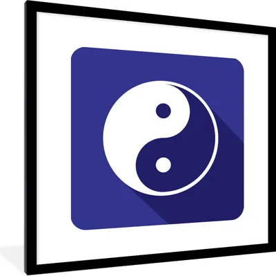 Produktbild von MuchoWow® Gerahmtes Poster Eine Illustration eines dunkelblauen Yin- und Yang-Logos 40x40 cm - Poster mit Schwarzem Bilderrahmen Wandposter Rahmen Foto Bilder - Poster - Plakat im Rahmen