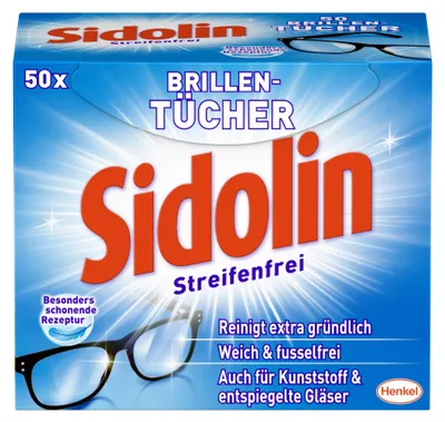 Produktbild von Sidolin Streifenfrei Brillenputztücher 50 Tücher