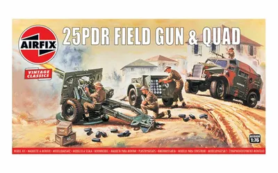 Produktbild von Airfix 01305V, Military vehicle model kit, Vormontiert, 1:76, 25PDR Field Gun & Quad, Männlich, Kunststoff
