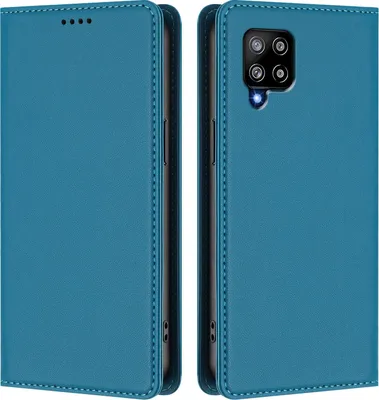 Produktbild von Handyhülle für Samsung Galaxy A42 5G, Kunstleder Klapphülle Stoßfeste Magnetische Hülle mit Ständer Blau