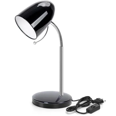 Produktbild von Aigostar schreibtischlampe kinder retro, tischlampe mit kabel, ohne glühbirne, passend für E27 modell glühbirne,nachttischlampe, schwarz