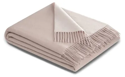 Produktbild von Biederlack Plaid mit Fransen Kaschmir Farbe rosé-ecru Größe 130 x 170