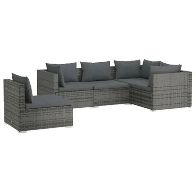 Obrázek produktu pro vidaXL 5dílná zahradní lounge souprava s polštáři Poly Rattan Grey
