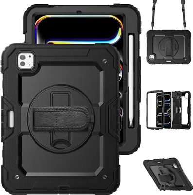 Produktbild von Accezz Robustes Back Cover mit Schultergurt iPad Pro 11 (2025) M5 / (2024) M4 - Schwarz