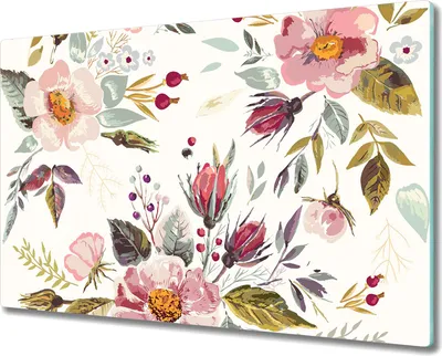 Produktbild von Herd-Abdeckplatte Glas Schneidebrett Ceranfeld-Abdeckung - 80x52 cm - Rosa Pfingstrosen