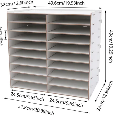 Immagine prodotto di Organizzatore da scrivania - Scaffale portadocumenti a 9 livelli - Portaoggetti verticale in legno - Grande capacità - 51,8 x 33 cm - Bianco