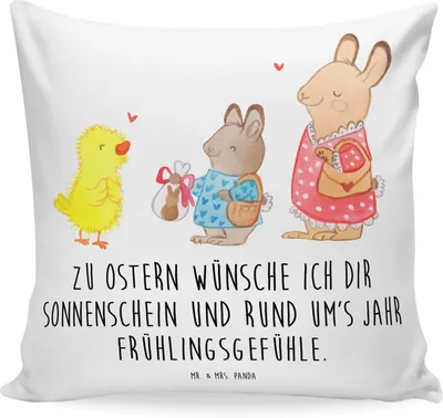 Produktbild von Mr. & Mrs. Panda Dekokissen Ostern Geschenke - Weiß - Geschenk, Ostergeschenke, Ostergrüße, couch kissen, Polster, Kleines, Zierkissen, Sofakissen 40x40, Frühling, Küken