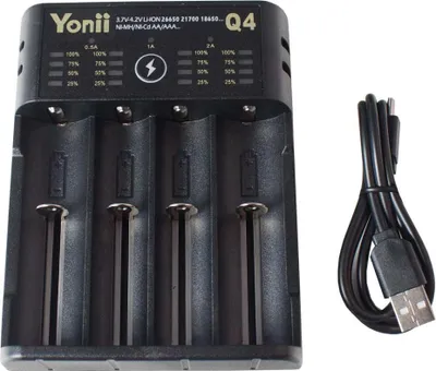 Immagine prodotto di Professor Optiken caricatore universale per batterie agli ioni di litio e batterie al nichel Ni-MH/Ni-Cd (CR123A, 16650, 18650), 0,5-2A, 4 scomparti individuali