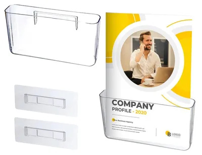 Immagine prodotto di 2 supporti per brochure formato A4, adesivi, per il montaggio a parete