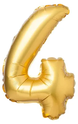 Zdjęcie produktu dla Balon foliowy cyfra 4 złoty dekoracja urodzinowa