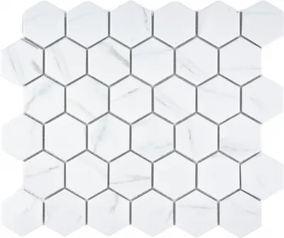 Produktbild von Mosaik Fliese Keramik weiß Hexagon Carrara Optik Wandfliesen Badfliese MOS11G-0102_f | 10 Mosaikmatten