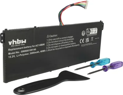 Produktbild von vhbw Akku kompatibel mit Acer Aspire V5-122, V3-372T-75JS, V5-132P, V5-132 Notebook (3000 mAh, 15,2 V, Li-Polymer)