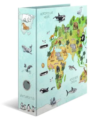 Image de Classeur à motifs A4 70mm carte du monde paquet de 10 pièces