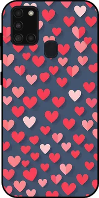 Produktbild von Smartphonica Telefon Fall passt Samsung Galaxy A21s mit rosa und roten Herzen Impressum - TPU Backcover Fall mit rosa und roten Herzen Design