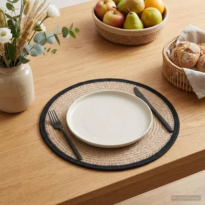 Produktbild von Jute Platzsets 12 stk. Natürlich und Schwarz 100% Tossa Jute
