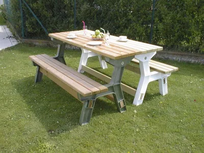 Produktbild von Gartenbankgestelle aus Glasfasermaterial daher besonders stabil und rostfrei. Dieses einzigartige System ermöglicht Ihnen diese Bank Sitzen oder Essen