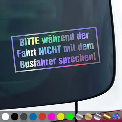 Produktbild von PantherPixel Busfahrer Aufkleber Während Der Fahrt Nicht Sprechen Sticker Auto Geschenkidee Farbe Oilslick-Hologramm