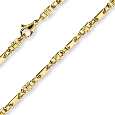 Produktbild von 3mm Armband Armkette Platte-Steigbügelkette, 585 Gold Gelbgold, 21cm