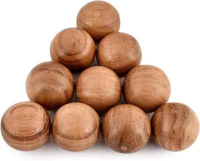 Productafbeelding van Decoratieve bal acaciahout voor middelpunt - Set van 10 - Ideaal voor gebruik in dienbladenballen
