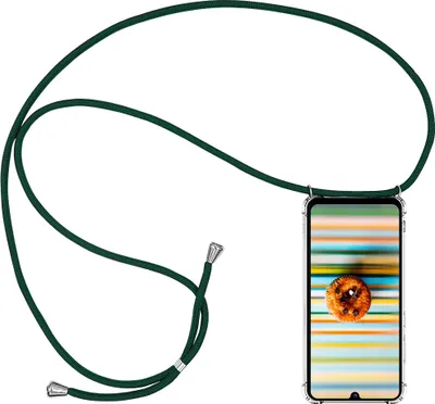 Produktbild von CLM-Tech Handykette kompatibel mit Samsung Galaxy Z Flip3 5G - Hülle mit Kordel zum Umhängen - Silikon Schutzhülle transparent mit Band Schnur, grün