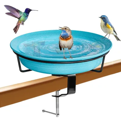 Immagine prodotto di Abbeveratoio per uccelli da balcone, grande, resistente al gelo, colore blu, diametro 27 cm