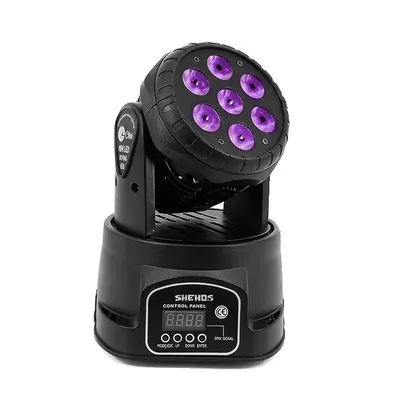 Image de Lumière LED Moving Head, RGBWPA 6in1, lumière Wash DMX, LED Wash 7x18W, prise EU