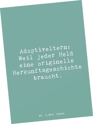 Produktbild von Mr. & Mrs. Panda Postkarte Spruch Adoptiveltern Helden - Meeresbrise - Geschenk, Familie Verwandte, Freude, Dankeschön, Ansichtskarten, Geschichten, Postkarten, Grußkarte