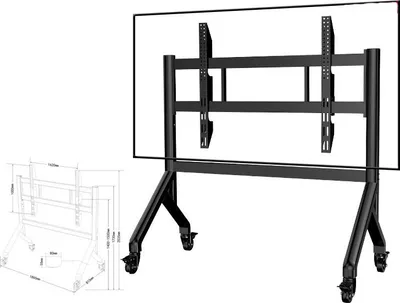 Produktbild von Mobiler TV Ständer, Höhenverstellbarer TV Ständer, TV Bodenständer, Rollbarer Fernseher Ständer, TV Halterung mit Rollen