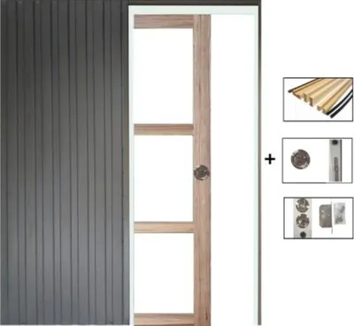 Image de Porte Coulissante Frake Vitrage transparent H204 x L73 + Systeme a galandage et kit de finition inclus (serrure)