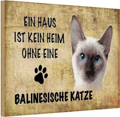 Produktbild von vianmo Holzschild 20x30 cm balinesische Katze Tier Haustier